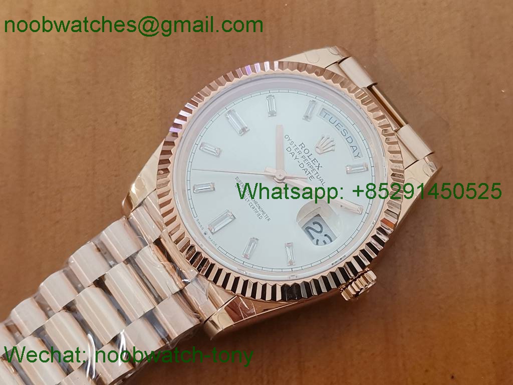 Replica Rolex DayDate 40mm Rose Gold Silver Dial GMF 904L A3255 Mod