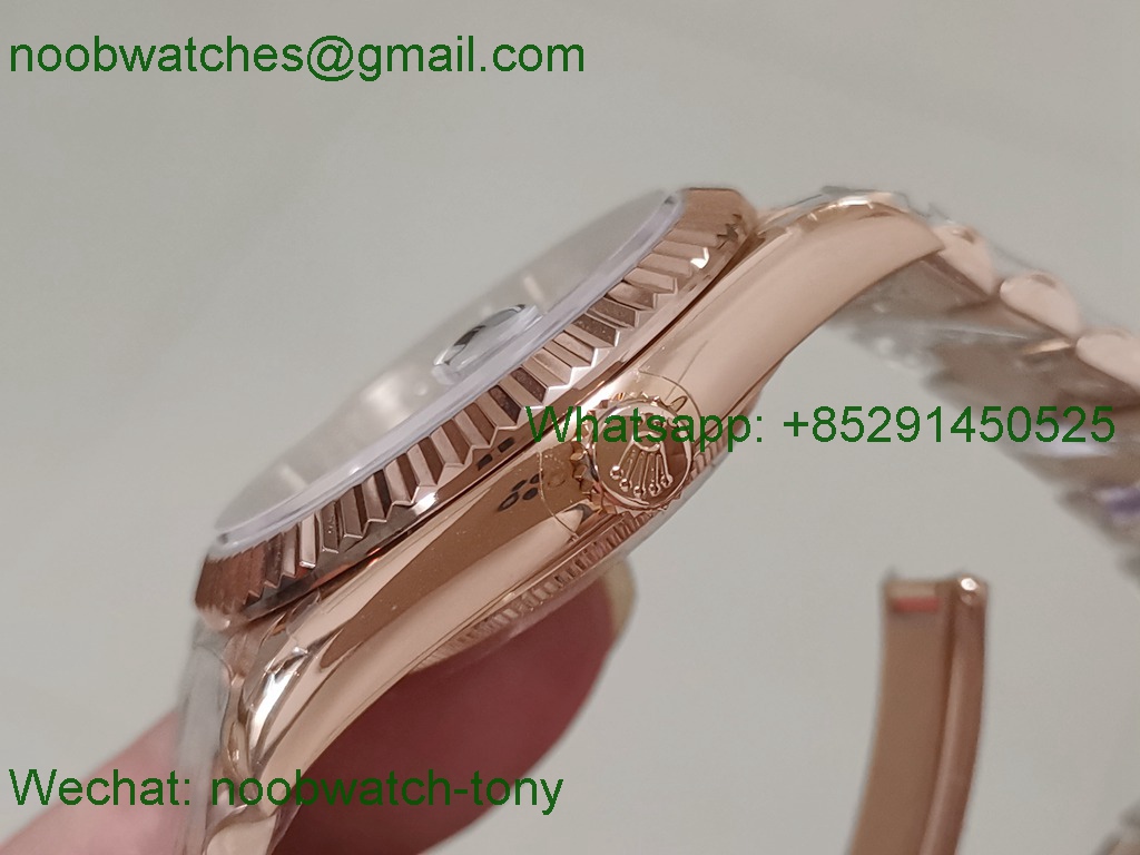 Replica Rolex DayDate 40mm Rose Gold Silver Dial GMF 904L A3255 Mod