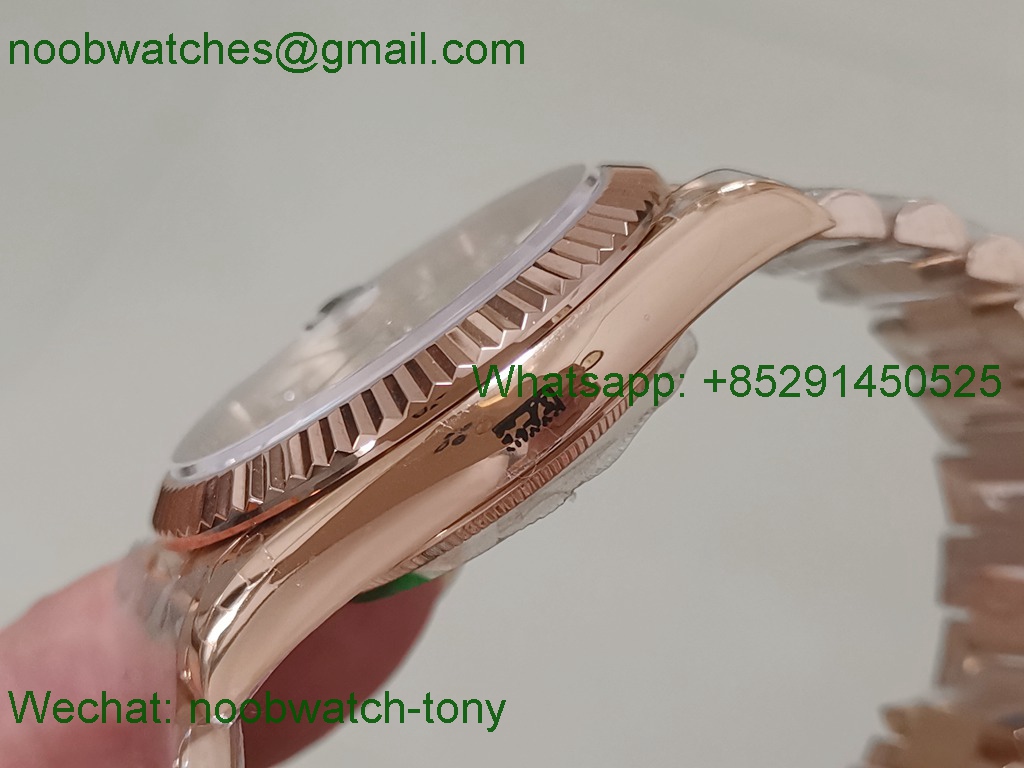 Replica Rolex DayDate 40mm Rose Gold Silver Dial GMF 904L A3255 Mod