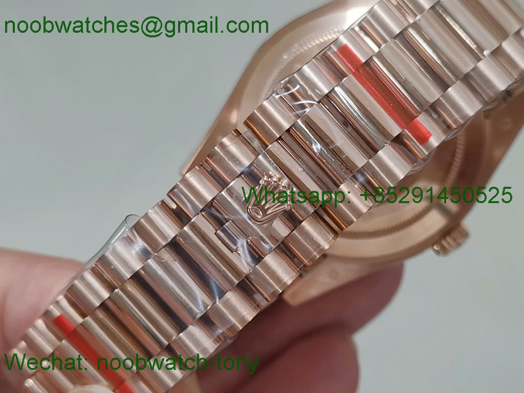 Replica Rolex DayDate 40mm Rose Gold Silver Dial GMF 904L A3255 Mod