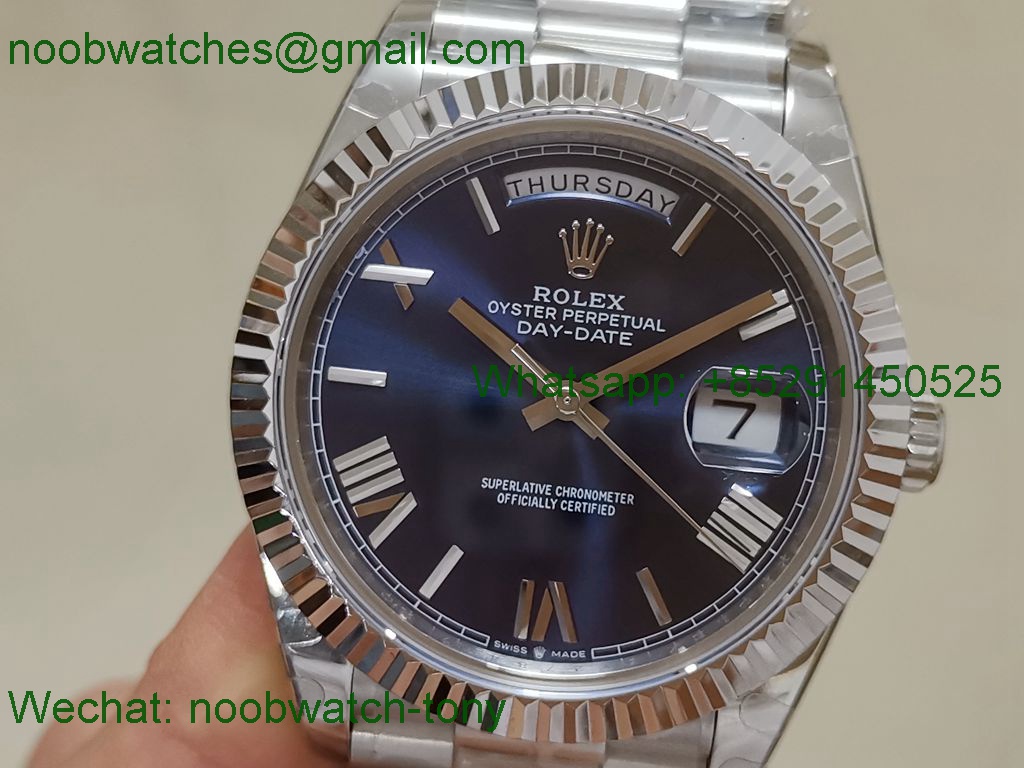 Replica Rolex DayDate 40mm Blue Roman Dial BP Factory 2813