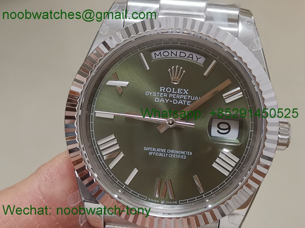 Replica Rolex DayDate 40mm Green Roman Dial BP Factory 2836