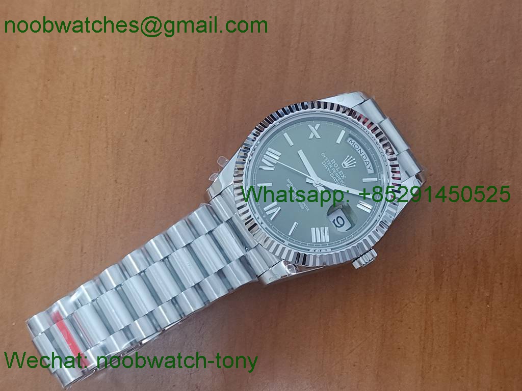 Replica Rolex DayDate 40mm Green Roman Dial BP Factory 2836