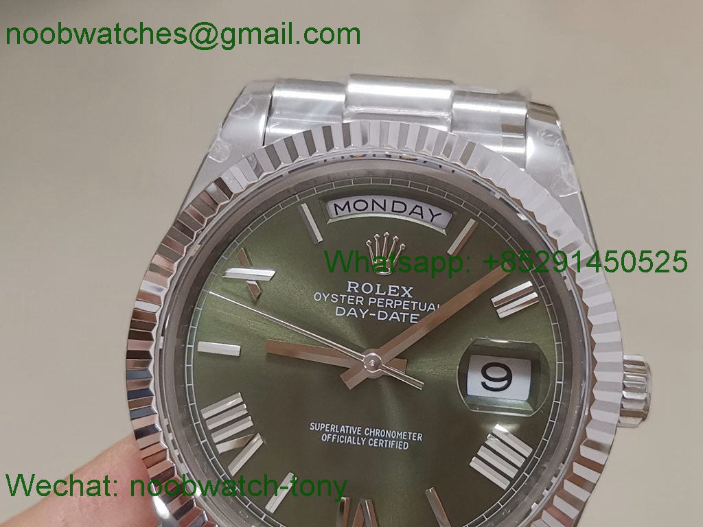 Replica Rolex DayDate 40mm Green Roman Dial BP Factory 2836