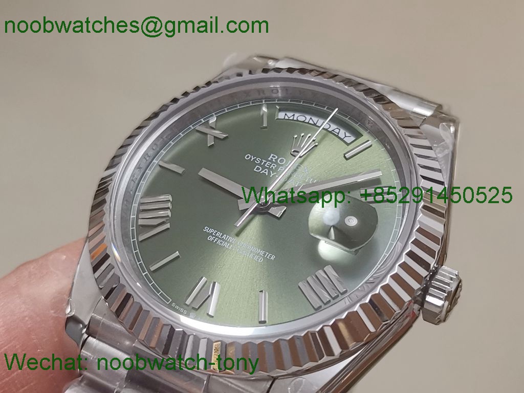 Replica Rolex DayDate 40mm Green Roman Dial BP Factory 2836