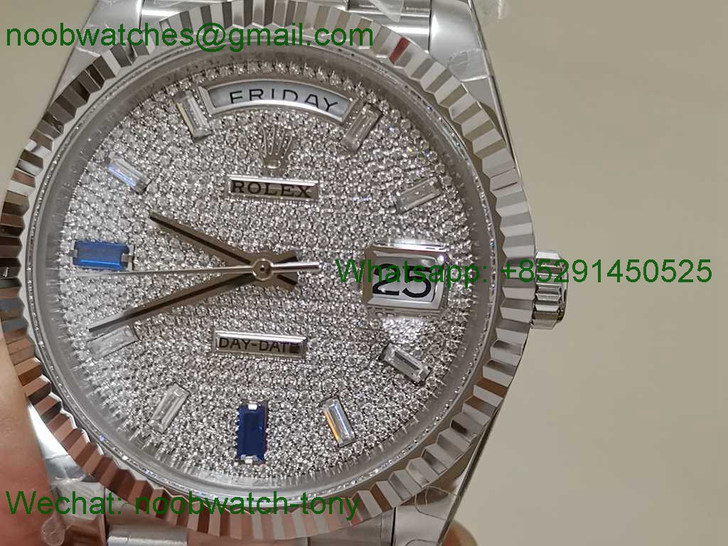 Replica Rolex DayDate 40mm Blue White Diamond Dial GMF 2836 904L