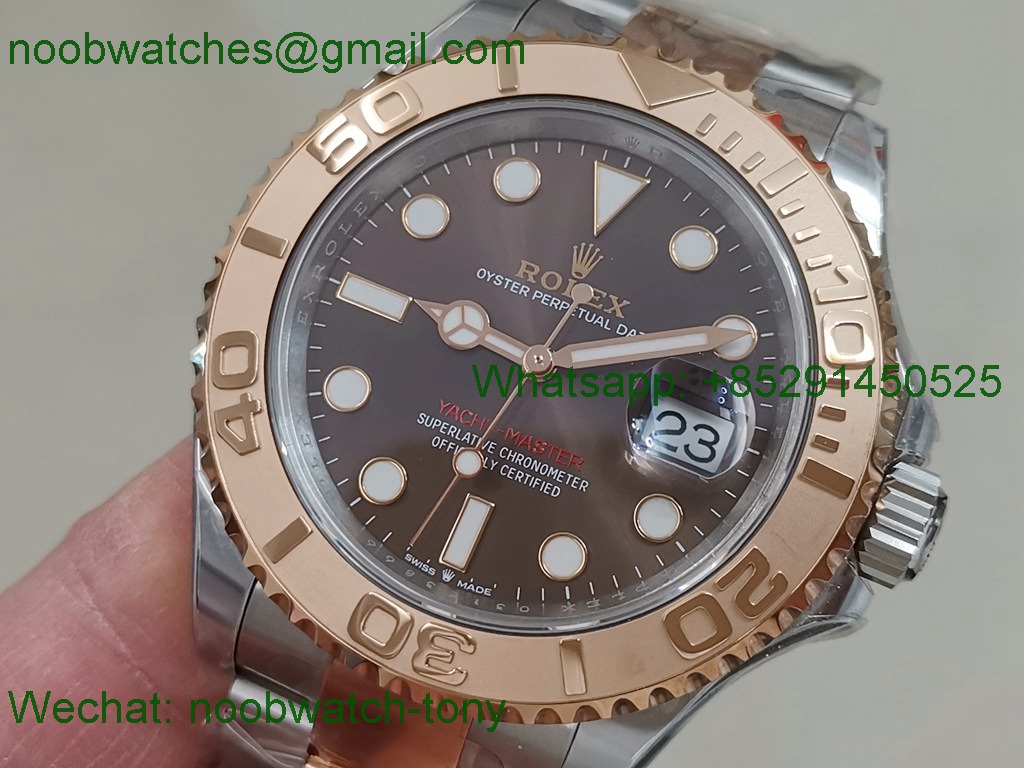 Replica Rolex Yacht-Master 126621 Two Tone Rose Gold SS Brown Clean 1:1 Best VR3235