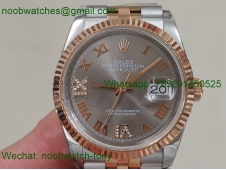 Replica Rolex Datejust 36mm 2tone SS Rose Gold Gray Diamond Dial BP V2 2824 