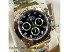 Replica Rolex Daytona 116508 Yellow Gold Black Diamond Dial 904L BTF 1:1 Best SA4130