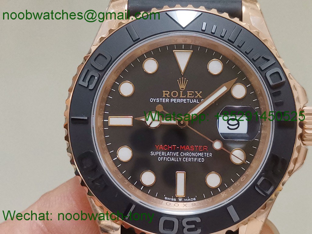 Replica Rolex Yacht-Master 126655 Rose Gold Black OysterFlex VSF 1:1 Best VS3235