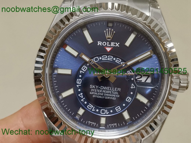Replica Rolex Skydweller SS Noob V2 Best Blue Dial A23J