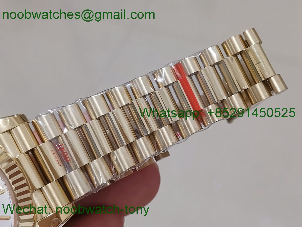 Replica ROLEX DayDate 228238 40mm Yellow Gold Silver Dial GMF 2836 Tungsten Heavy