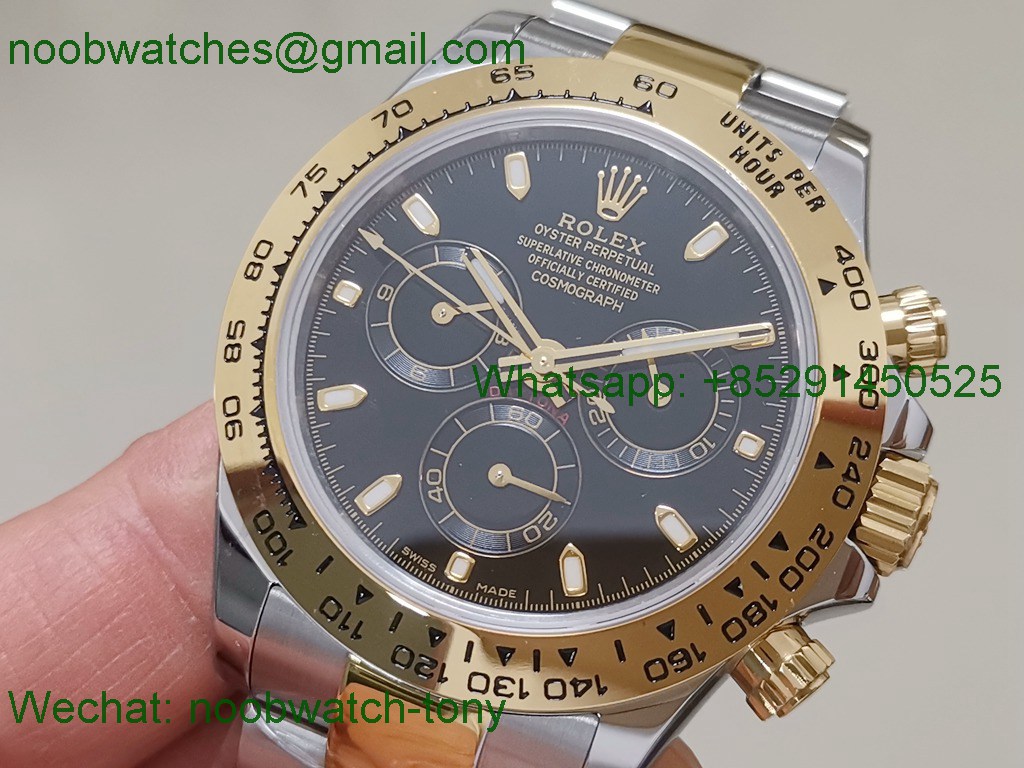 Replica Rolex Daytona 116503 Two Tone Gold Steel Black dial KING Factory 7750