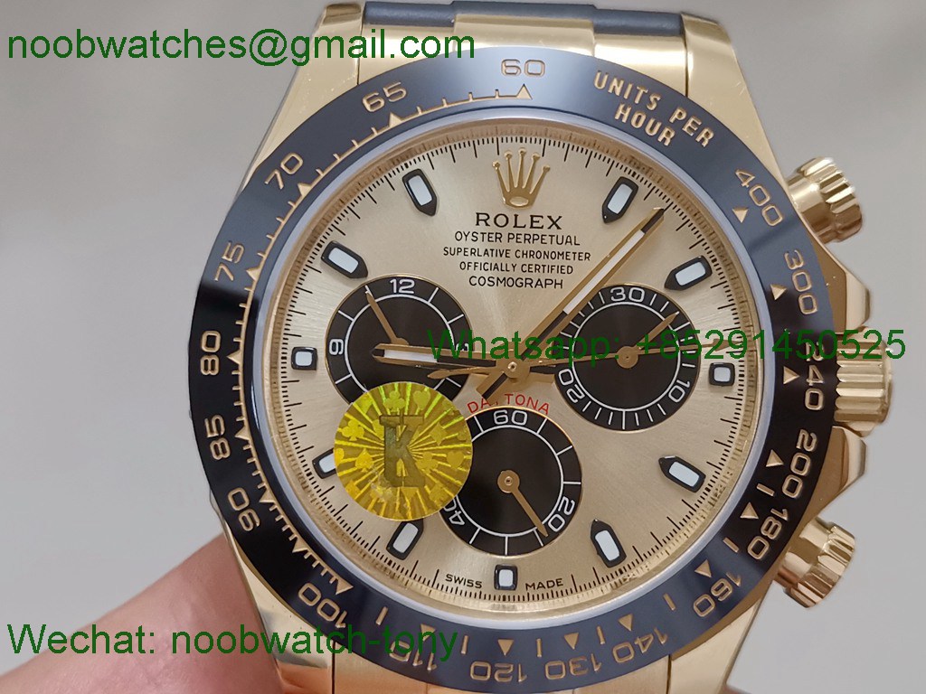 Replica Rolex Daytona 116518 Yellow Gold KING Factory 7750 on OysterFlex