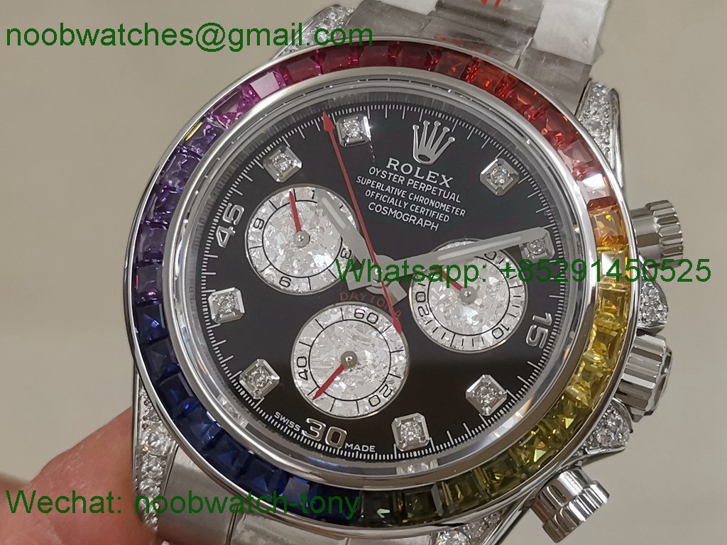 Replica Rolex Daytona 116599RBOW Rainbow Diamond Black Dial KING Factory 7750