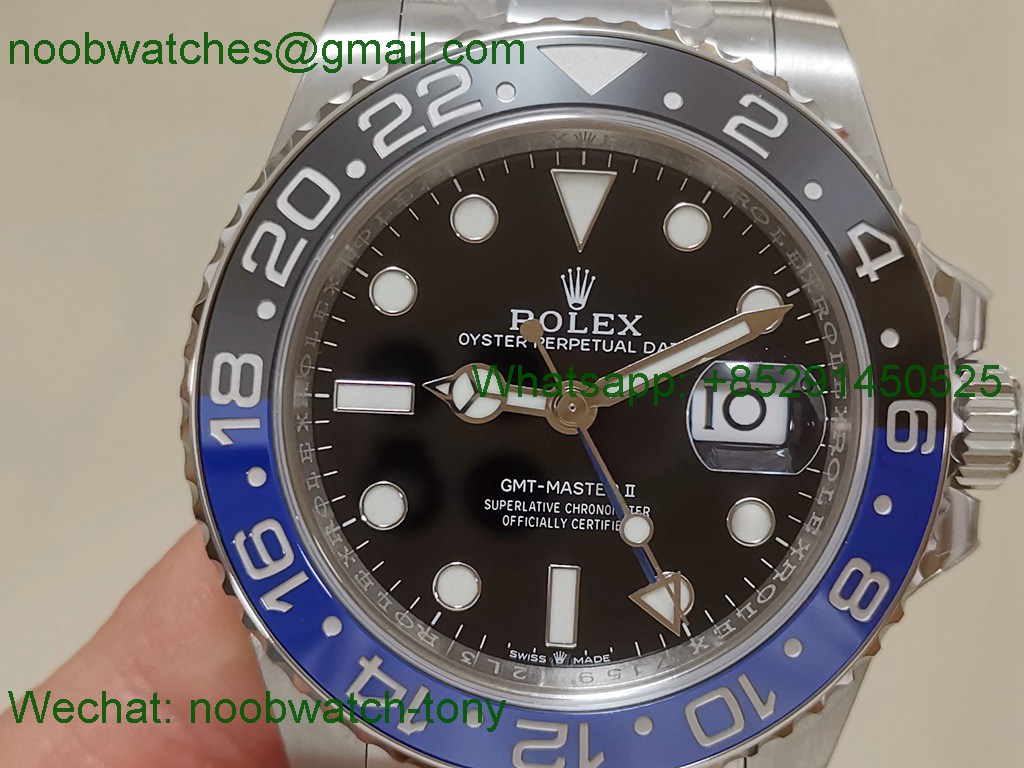 Replica Rolex GMT II 126710 BLNR Batman 904L C+F 1:1 Best on Oyster VR3285 CHS