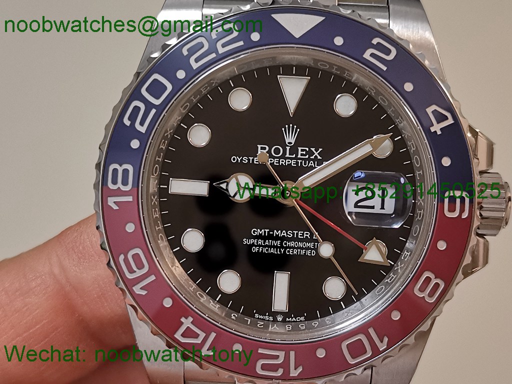 Replica Rolex GMT II 126710 BLRO Blue Red Pepsi Clean Factory 1:1 Best V2 Jubilee DD3285 CHS
