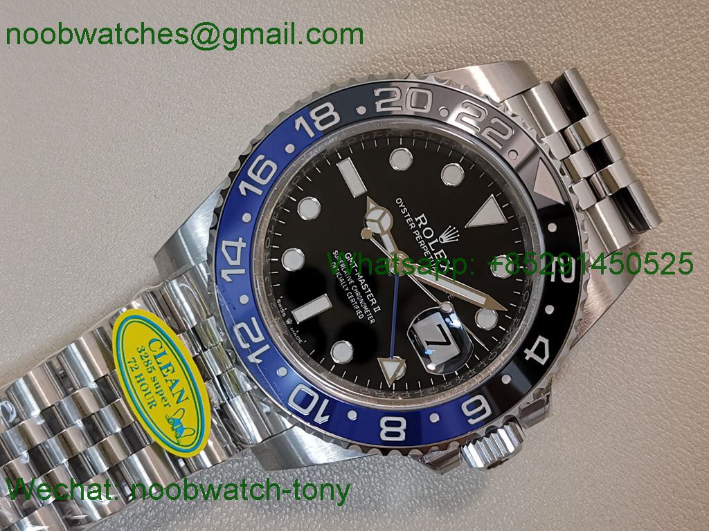 Replica Rolex GMT II 126710 BLNR Batgirl Blue Black Clean Factory V2 1:1 Best Jubilee DD3285 CHS
