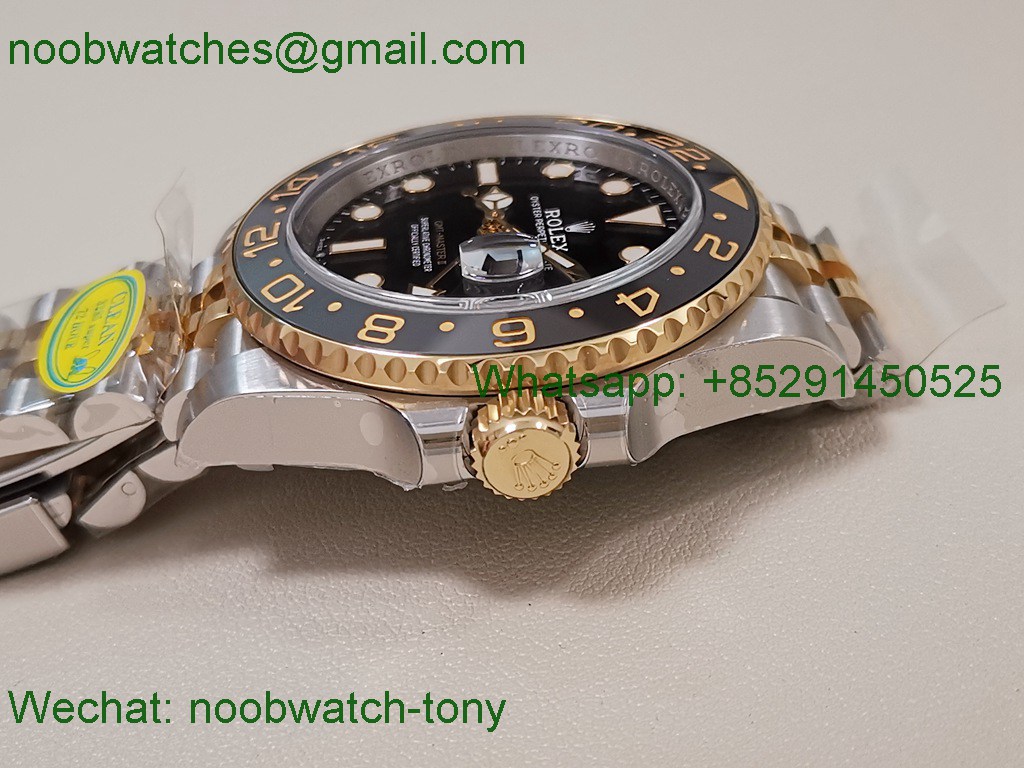 Replica Rolex GMT II 126713 GRNR 1:1 Best Clean Factory SS Yellow Gold Black Dial DD3285 Super Clone