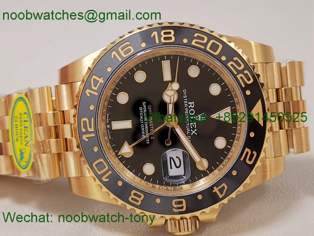 Replica Rolex GMT II 126718 GRNR Yellow Gold 40mm Julibee Clean DD3285 SuperClone