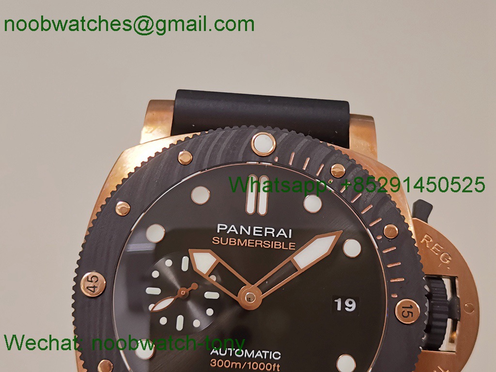 Replica Panerai PAM1070 W Rose Gold SBF 1:1 Best Black Dial on Rubber Strap P900