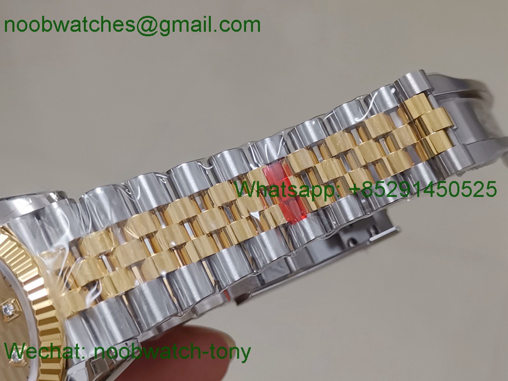 Replica ROLEX Datejust 126233 36mm Two Tone Gold Steel Textured Gold Diamond VSF SuperClone VS3235