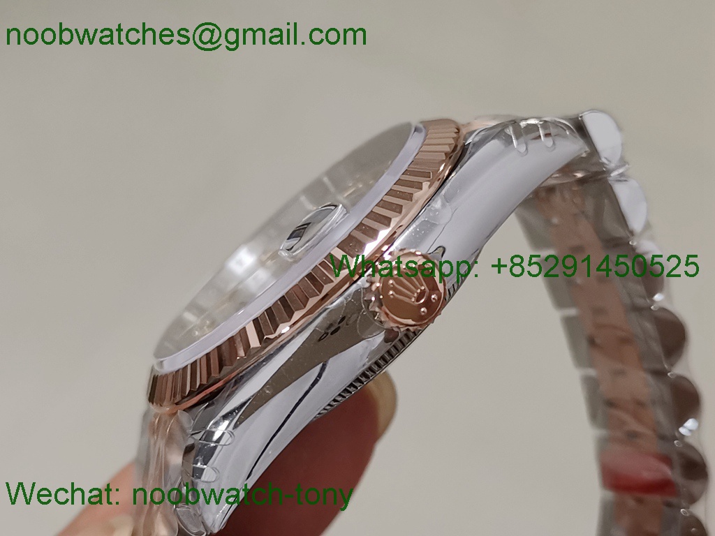 Replica ROLEX Datejust 126231 36mm Two Tone Rose GOLD Textured Silver Diamond VSF VS3235