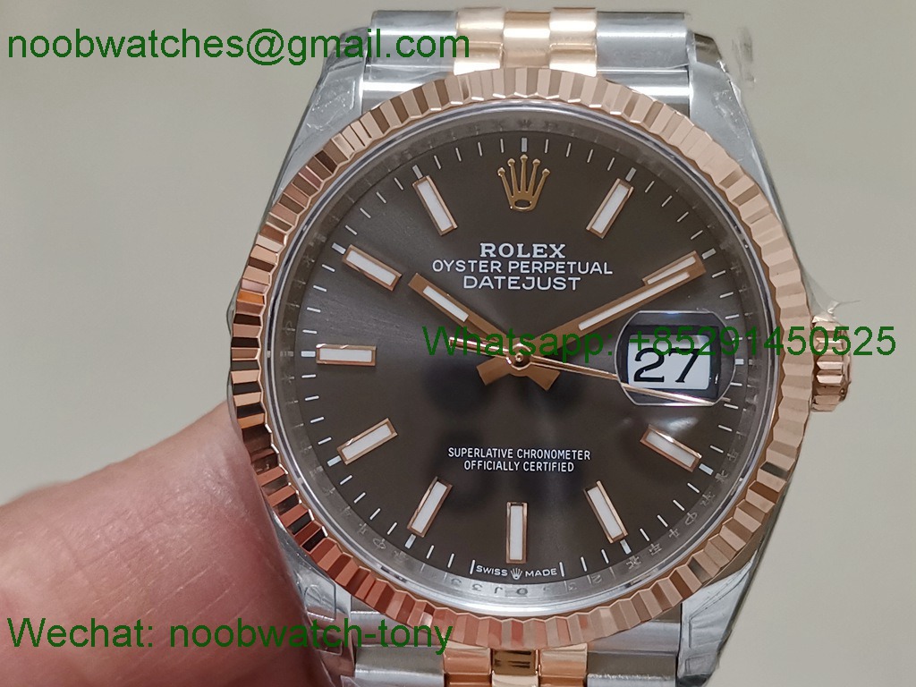 Replica ROLEX Datejust 126231 36mm Two Tone Rose GOLD Grey Dial VSF VS3235