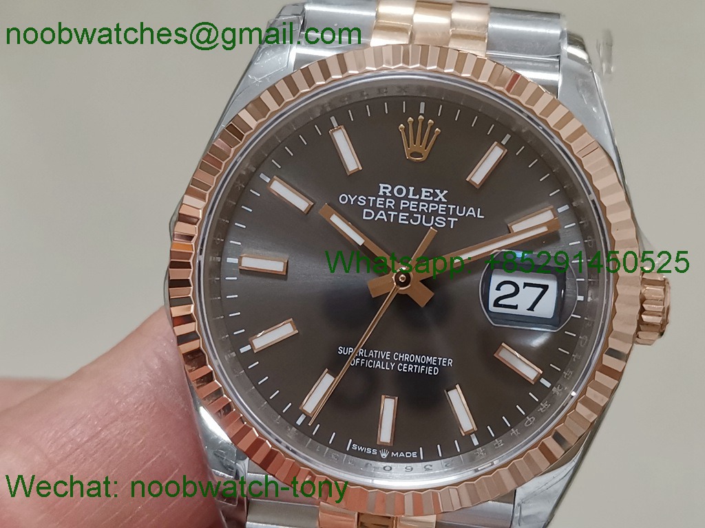 Replica ROLEX Datejust 126231 36mm Two Tone Rose GOLD Grey Dial VSF VS3235