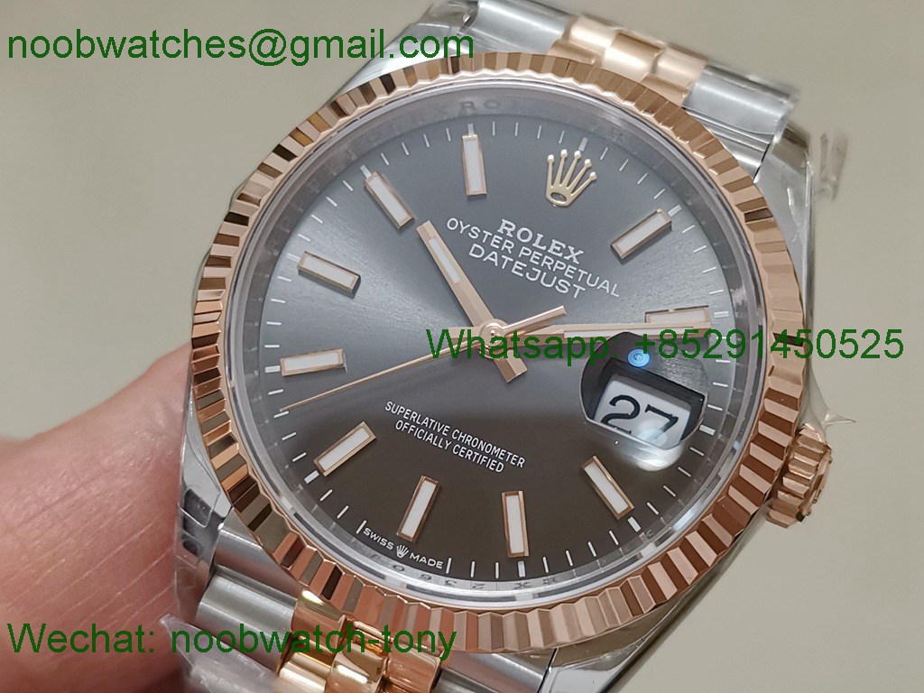 Replica ROLEX Datejust 126231 36mm Two Tone Rose GOLD Grey Dial VSF VS3235