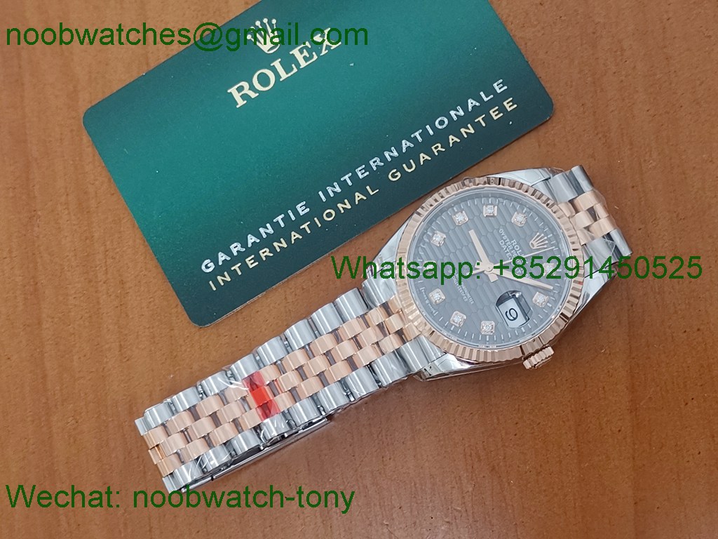 Replica ROLEX Datejust 126231 36mm Two Tone Rose GOLD Grey Diamond VSF VS3235