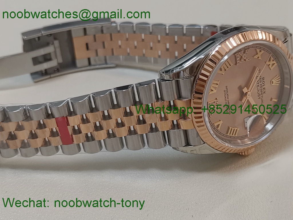 Replica ROLEX Datejust 126231 36mm Two Tone Rose GOLD Roman VSF VS3235