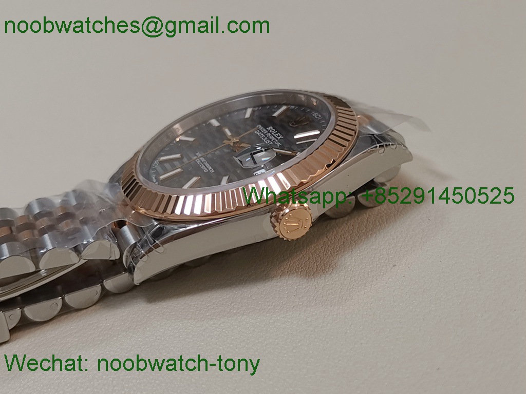 Replica Rolex Datejust 126333 41mm Two Tone Rose Gold Gray Motif Dial VSF SuperClone VS3235