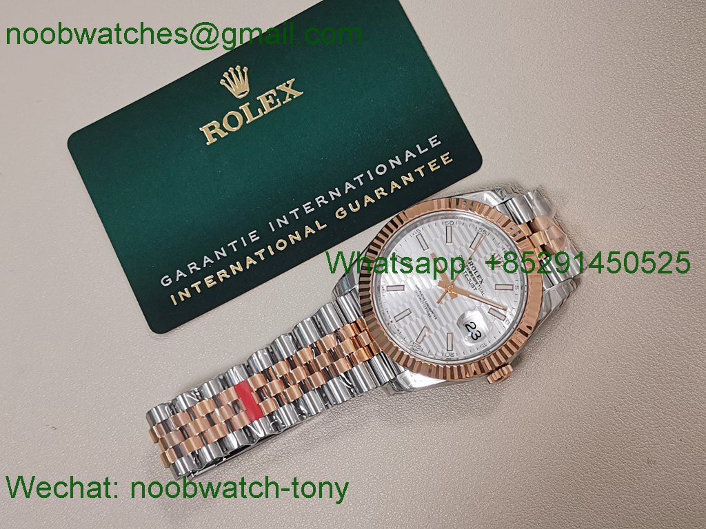 Replica Rolex Datejust 126333 41mm Two Tone Rose Gold Silver Motif Dial VSF SuperClone VS3235