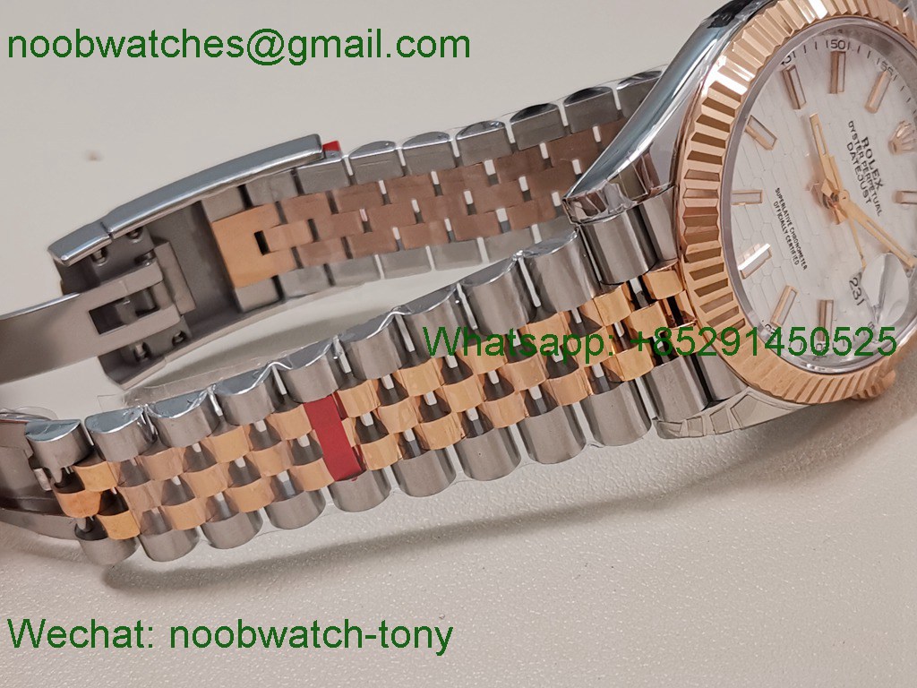 Replica Rolex Datejust 126333 41mm Two Tone Rose Gold Silver Motif Dial VSF SuperClone VS3235