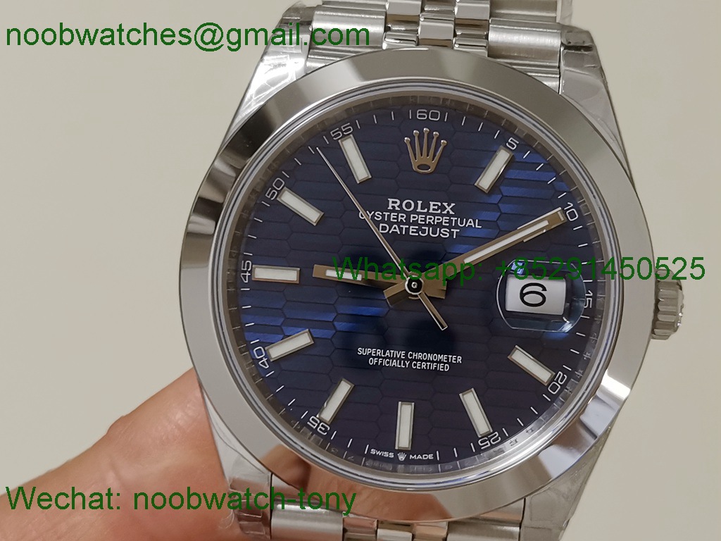 Replica Rolex Datejust 126334 41mm Blue Motif Dial Smooth Bezel VSF SuperClone VS3235 Julibee
