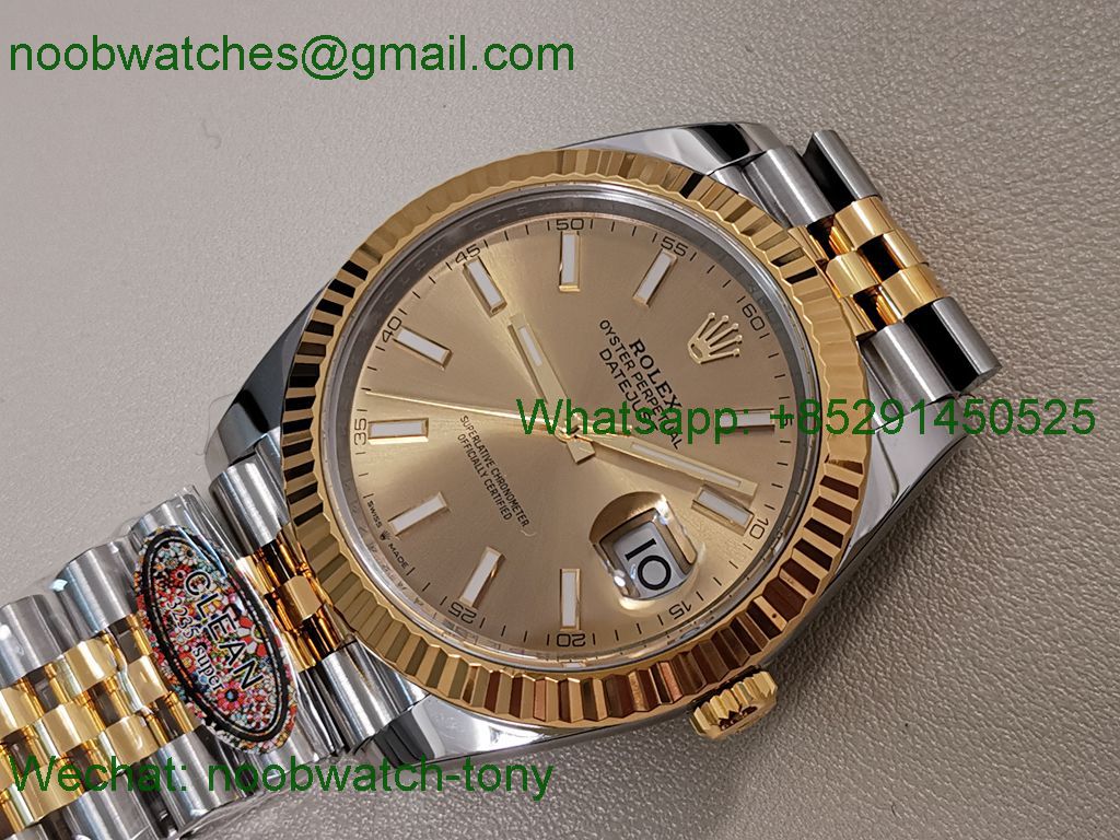Replica Rolex Datejust 126333 41mm Gold Steel Gold Dial Clean VR3235 SuperClone