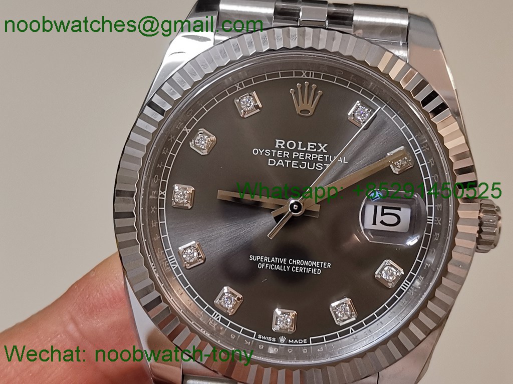 Replica Rolex Datejust 126334 41mm Gray Diamond Dial Clean 1:1 Best VR3235