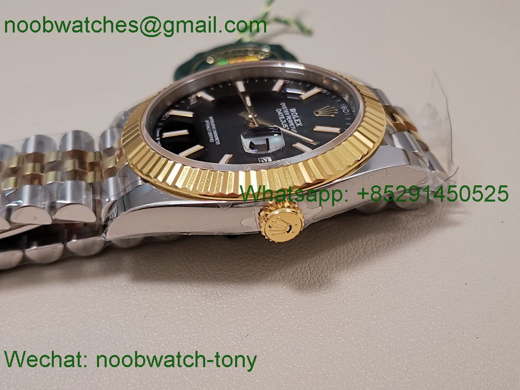 Replica Rolex Datejust 126333 41mm Two Tone Gold Steel Black Dial King VR3235