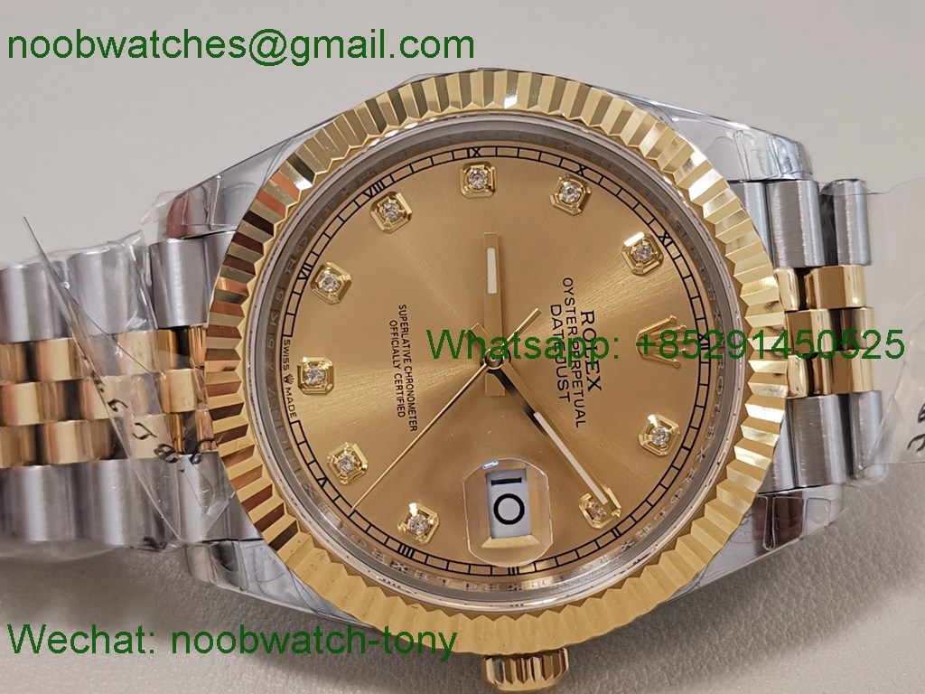 Replica Rolex Datejust 126333 41mm Two Tone Gold Steel Gold Diamond Dial King VR3235