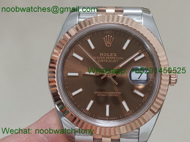 Replica Rolex Datejust 126331 41mm Julibee Two Tone Rose Gold Brown King VR3235