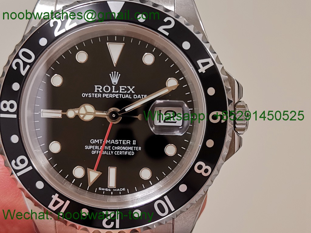 Replica ROLEX GMT Master II 16710 Black Dial Oyster BP Factory 3186 CHS