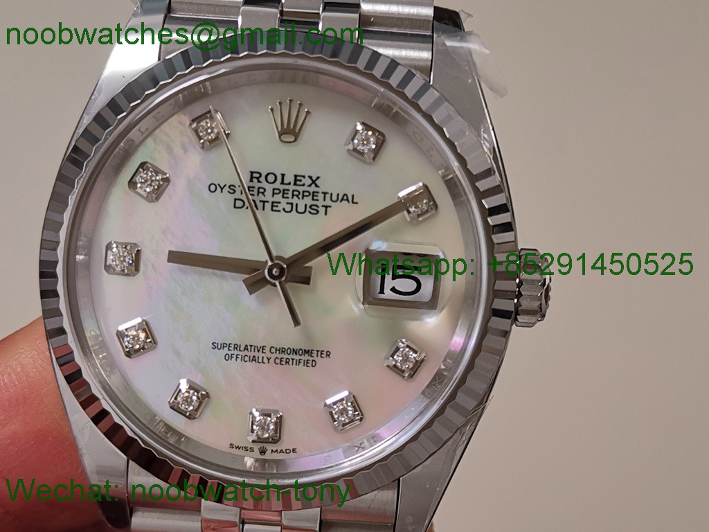 Replica Rolex Datejust 126234 36mm Julibee Mother of Pearl MOP Clean VR3235 SuperClone