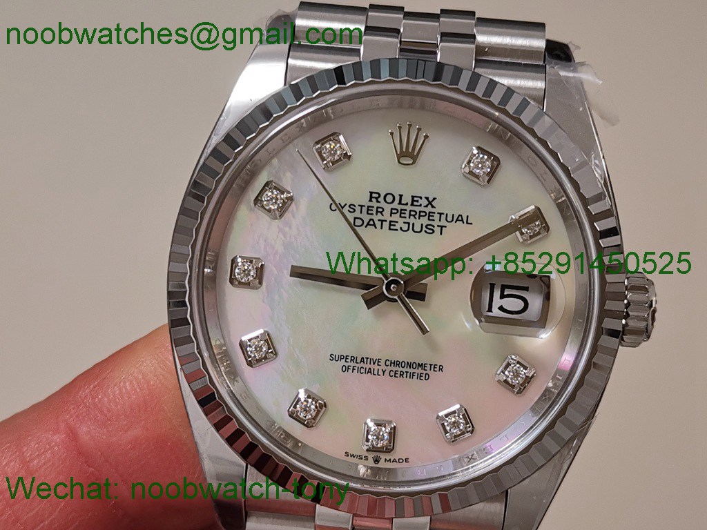 Replica Rolex Datejust 126234 36mm Julibee Mother of Pearl MOP Clean VR3235 SuperClone