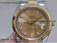 Replica Rolex Datejust 126333 41mm Two Tone Gold Steel Gold Diamond Dial King VR3235