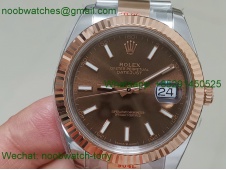 Replica Rolex Datejust 126331 41mm Oyster Two Tone Rose Gold Brown King VR3235
