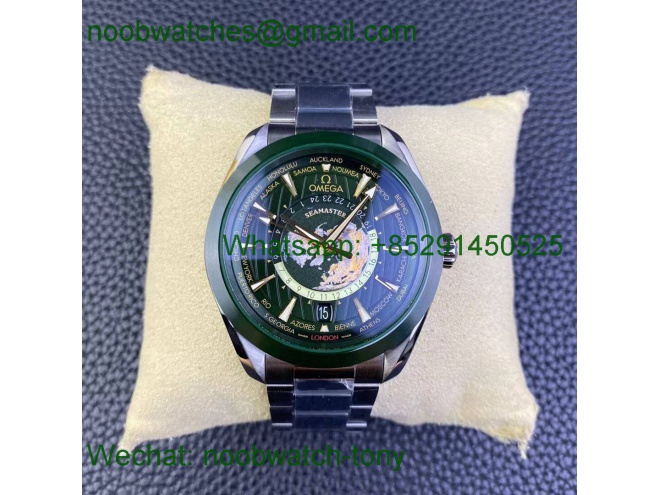 Replica OMEGA Aqua Terra GMT Worldtimer Green VSF SuperClone A8938
