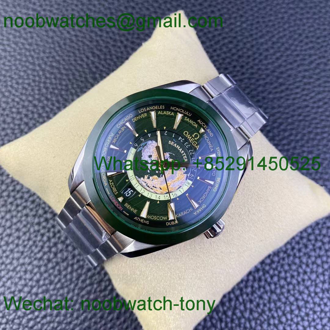 Replica OMEGA Aqua Terra GMT Worldtimer Green VSF SuperClone A8938