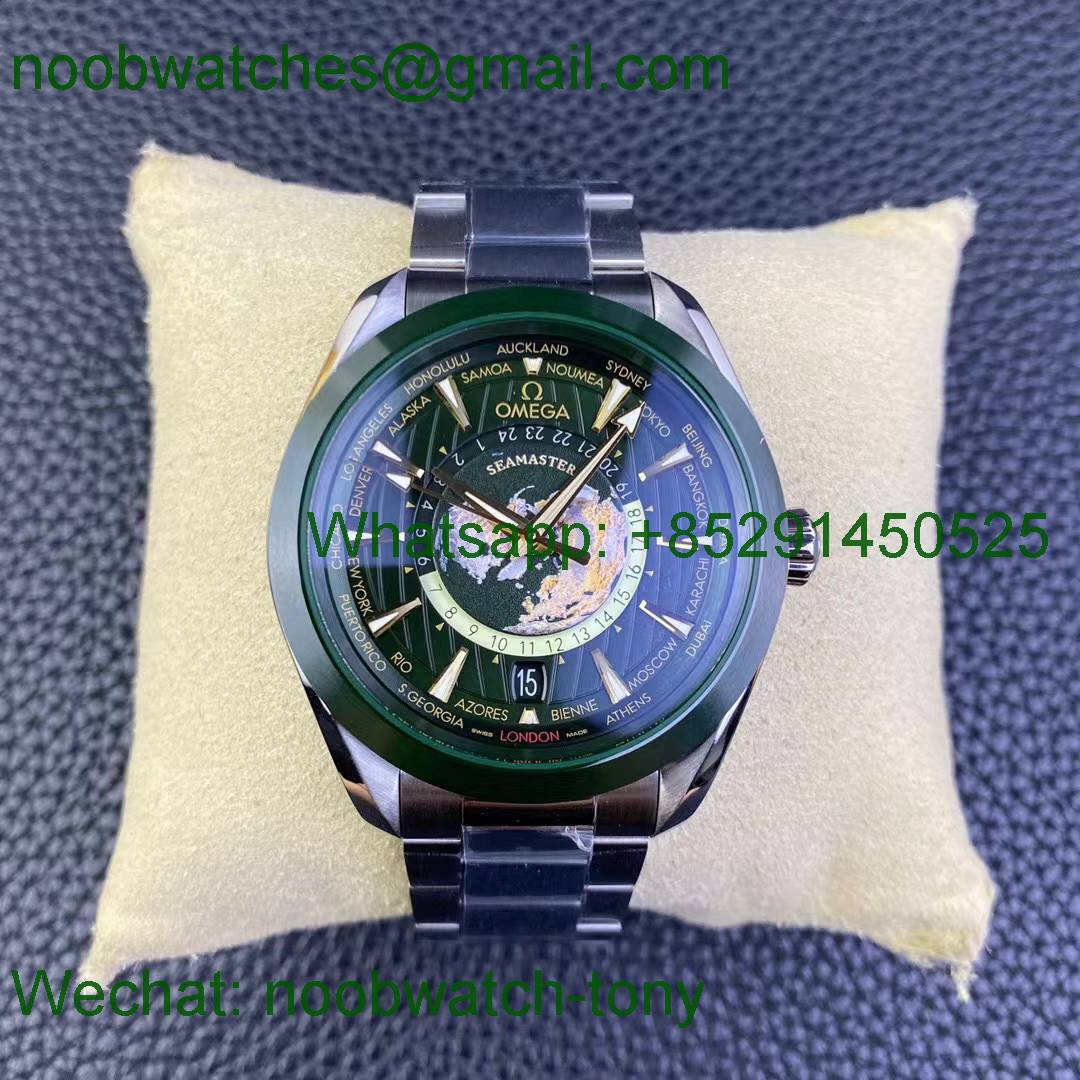 Replica OMEGA Aqua Terra GMT Worldtimer Green VSF SuperClone A8938