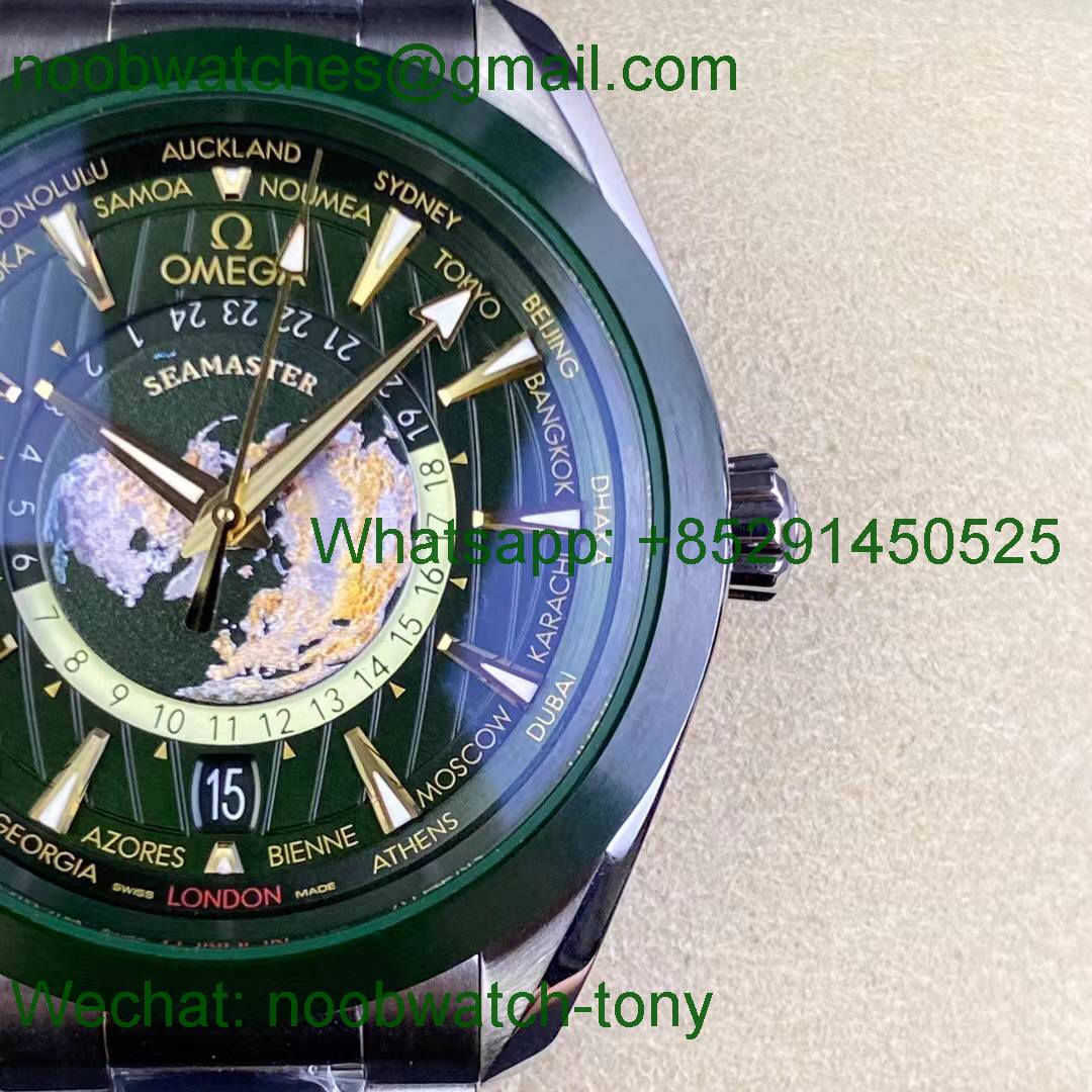 Replica OMEGA Aqua Terra GMT Worldtimer Green VSF SuperClone A8938